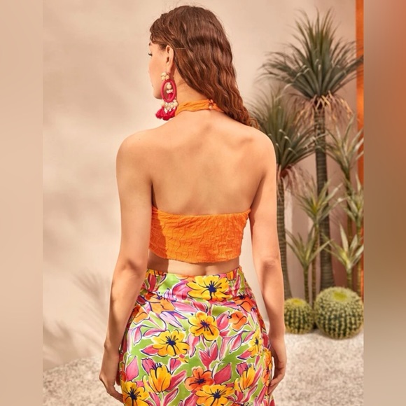 Summer Halter Top & Side Wrap Skirt 2 Piece Set - Picture 3 of 11